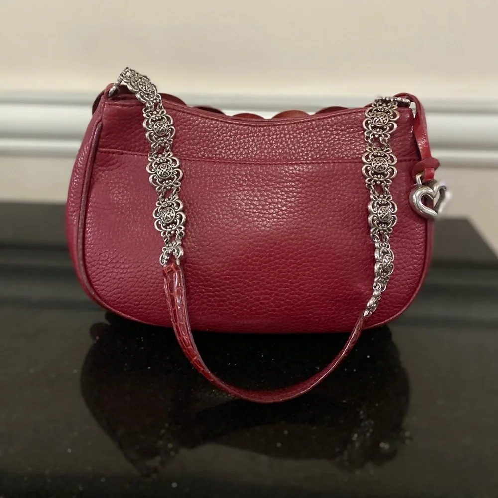Brighton Rosalie Red Leather Flower Petal Shoulder Bag